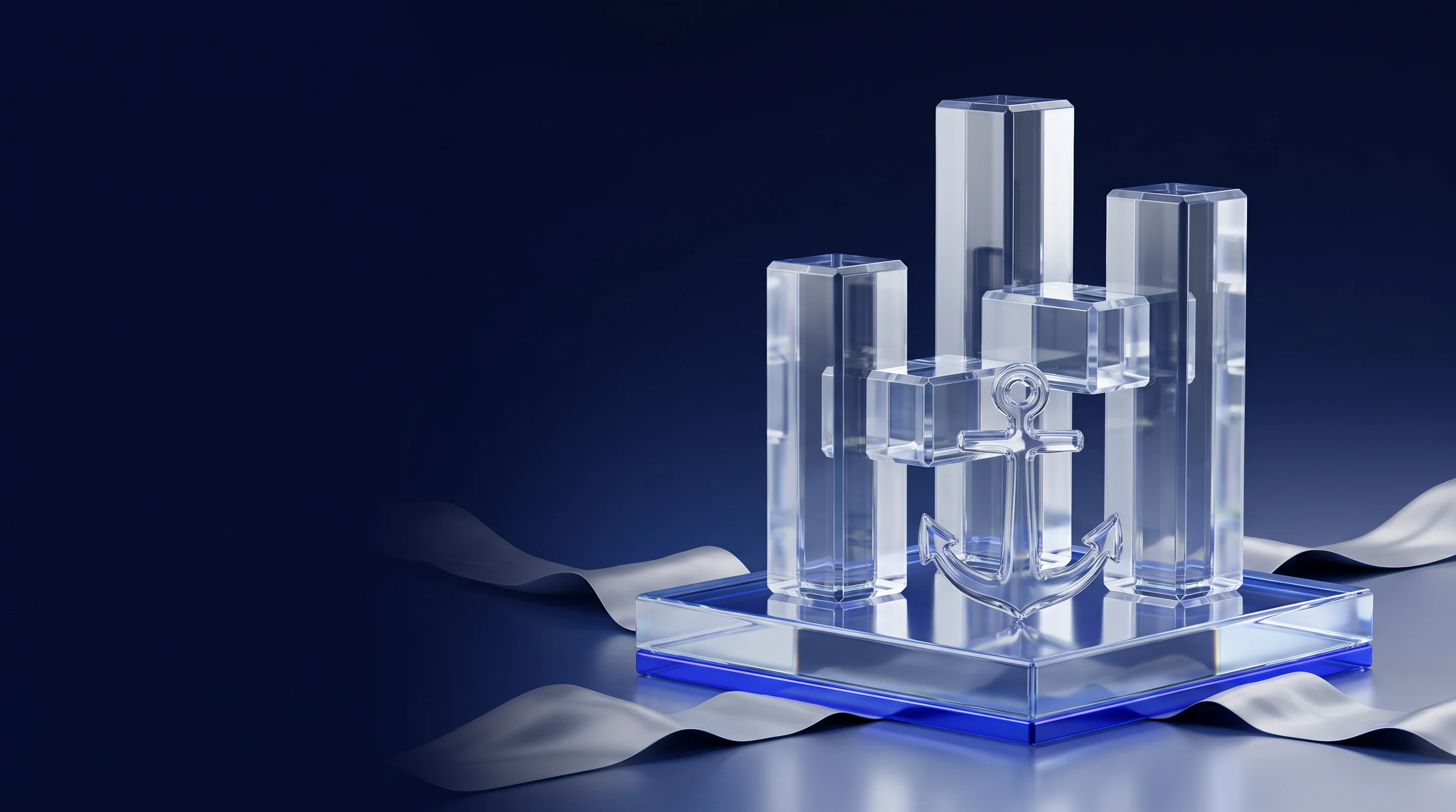 Glass buildings and anchor representing stable SME financing