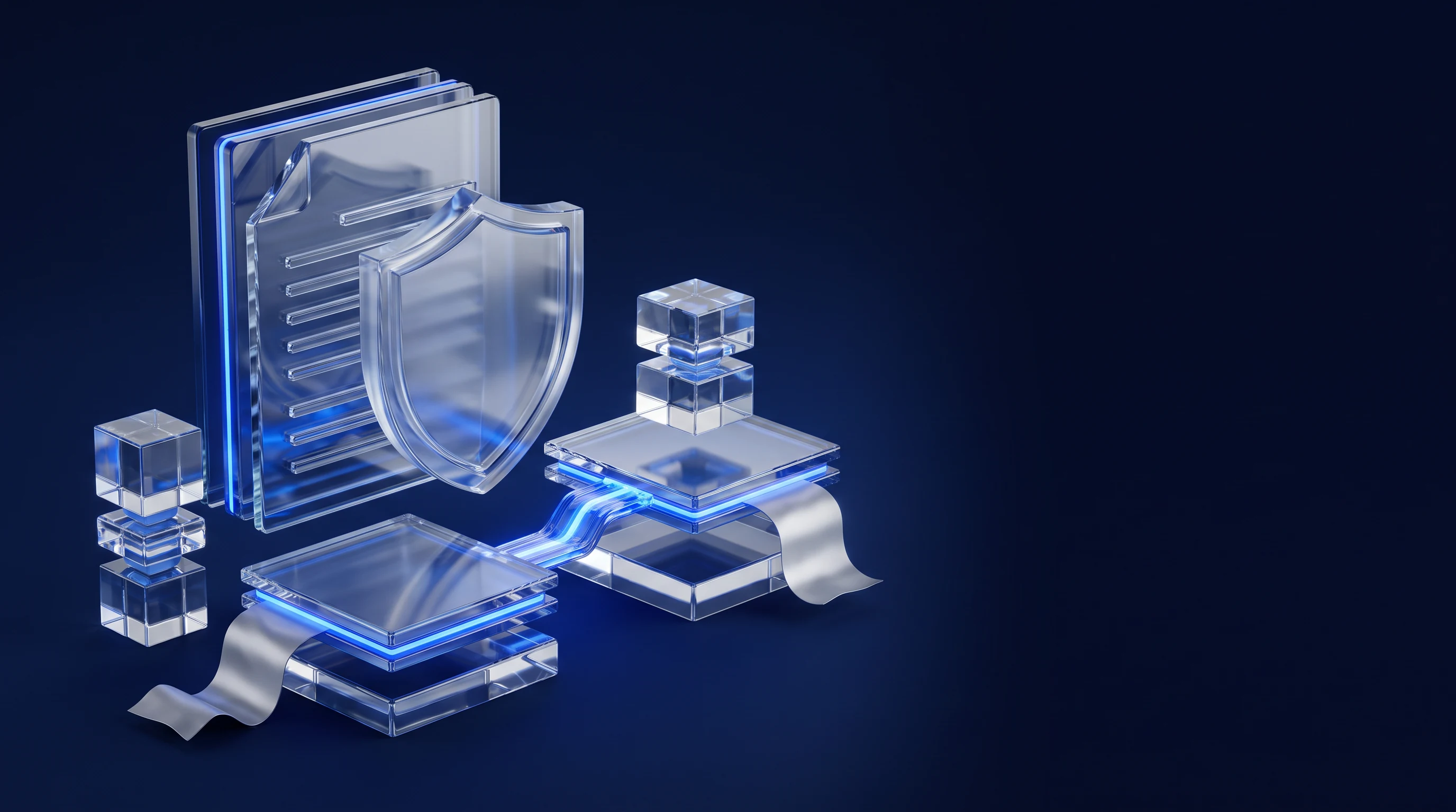 Glass document and shield representing an approved financing contract
